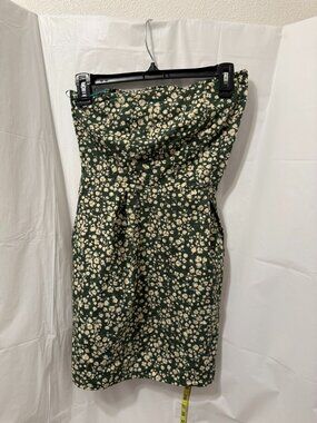 Kirious Los Angeles Medium Green Floral Strapless Mini Dress